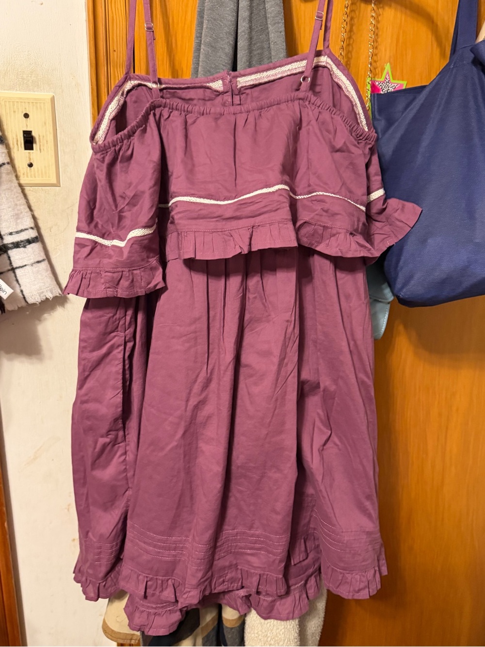 Mauve Ruffle Off-Shoulder Midi Dress
